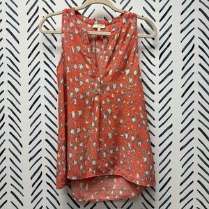 Joie Orange Leopard Print Silk Sleeveless Top - XS